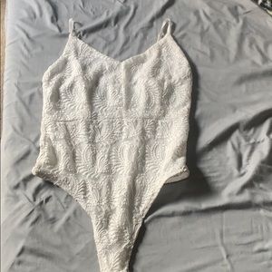 Lace white body suit with see through back